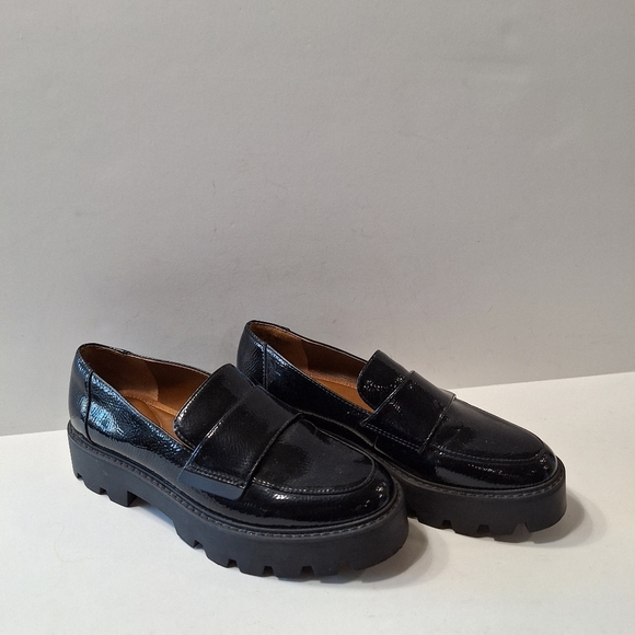 Franco Sarto Black Whimsigoth Platform Lug Sole Penny Loafers Size 6.5 - Picture 3 of 9